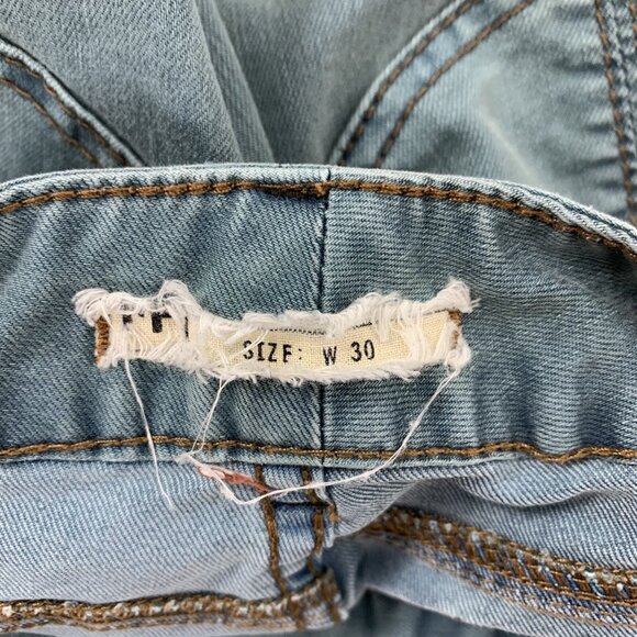 Free People Jeans 30 Blue Straight Leg Vintage Boho Casual‎ Y2K - Picture 6 of 6